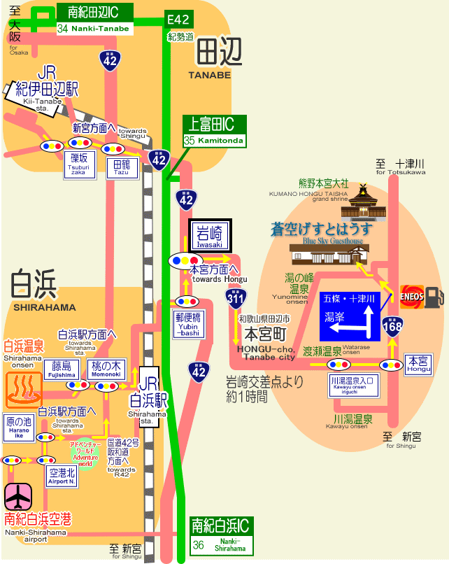 田辺・白浜からの地図